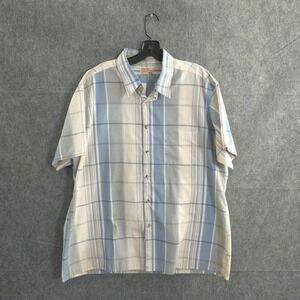 The Fox Collection Mens XL Plaid Button‎ Up Short Sleeve Casual Shirt Vintage